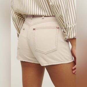 NWT Reformation Cowboy High Rise Jean Short in Almond
